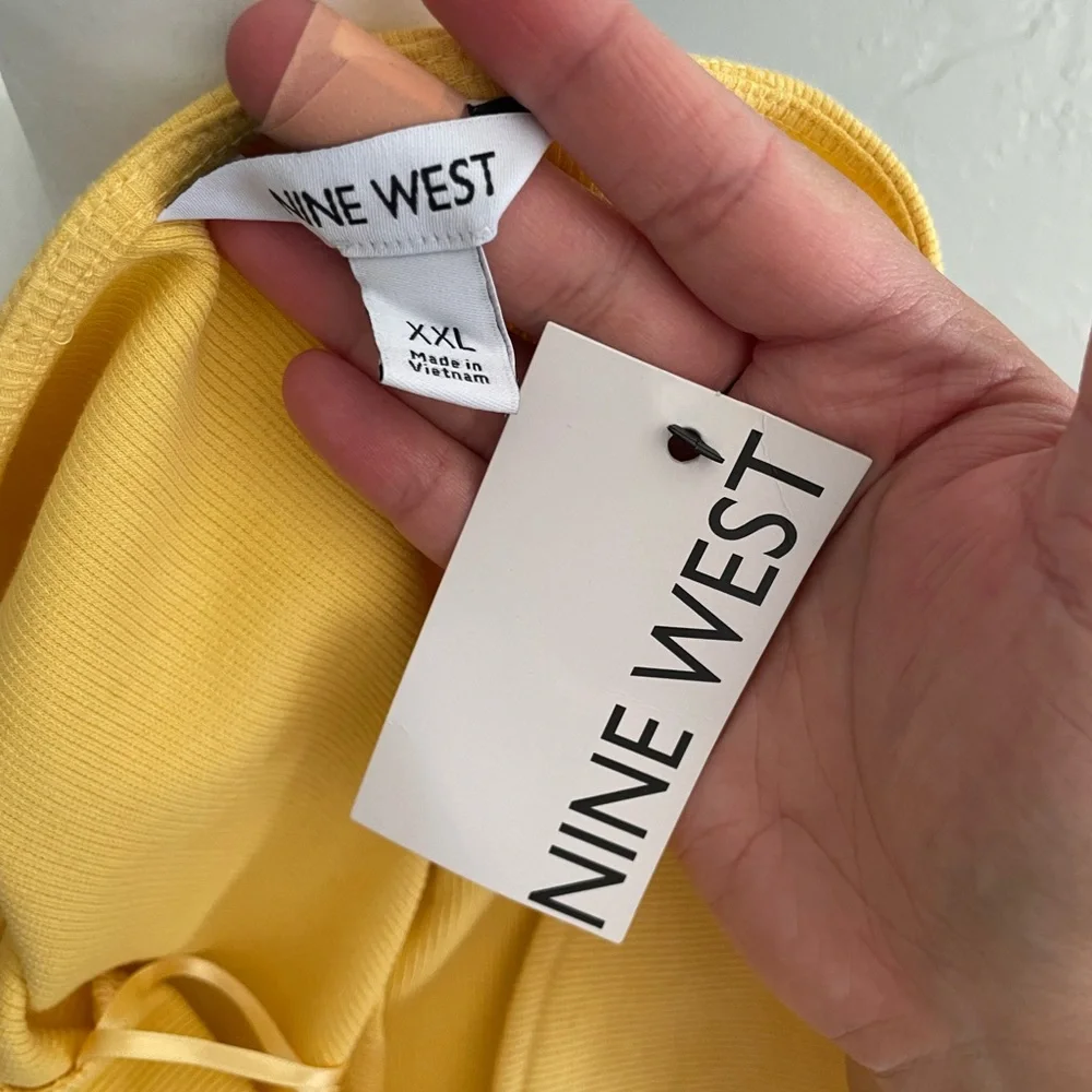 NWT Nine West Yellow One Shoulder Midi Dress Size XXL